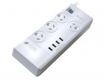 4-Socket Surge Protection Power Board & 4-Port USB Charger