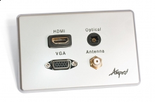 Amped Slimline HDMI, TOSLINK, VGA & F-Type Antenna (Brushed Aluminium Wall Plate)