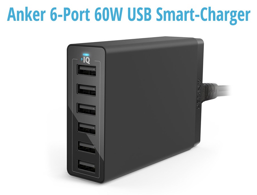 Anker Premium 60W 6Port Desktop USB Charger with 6x PowerIQ