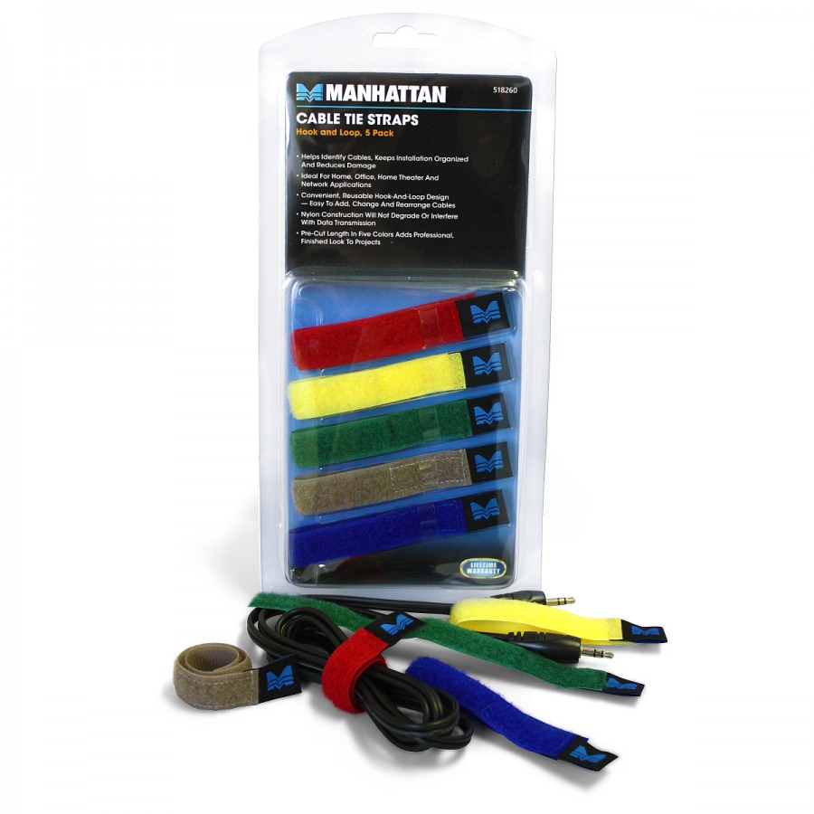 Pack of 5 Colour Cable Ties - Self-Fastening