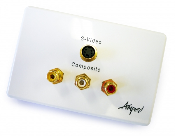 Amped Classic S-Video and 3x RCA Composite + L & R Audio (White Wall Plate) (Photo )