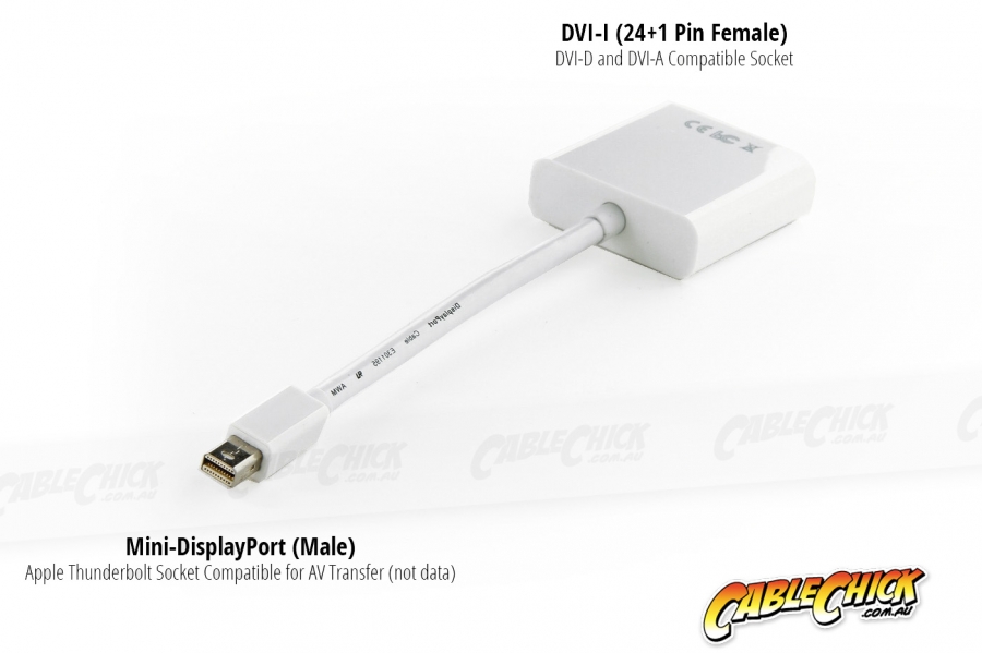 15cm Mini-DisplayPort to DVI Cable Adapter (Male to Female) - Thunderbolt Socket Compatible (Photo )