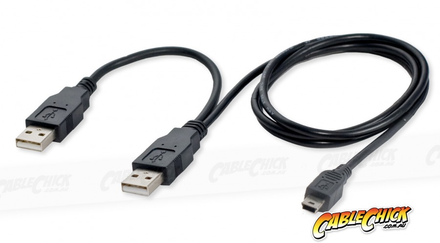 60cm USB 2.0 External HDD Data & Power Y-Cable (Mini-B 5 Pin to 2x Type-A) (Photo )
