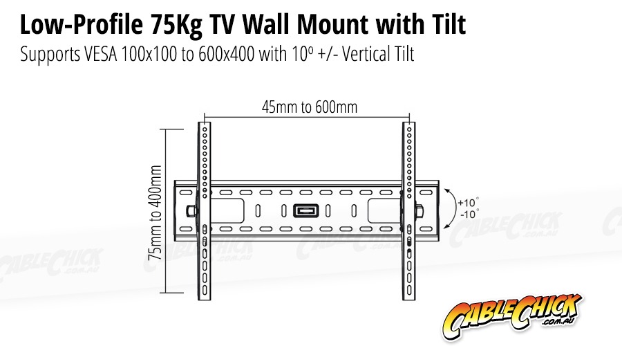 TV Wall Mount Bracket with Tilt - 40Kg (VESA 100-600) (Photo )