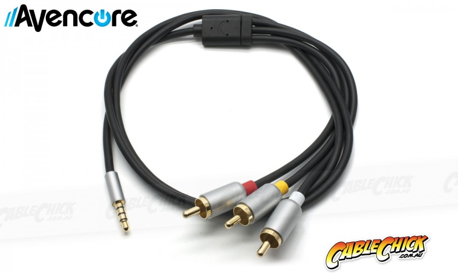 50cm Avencore Crystal Series 4-Pole TRRS 3.5mm to 3RCA Composite AV Cable (Photo )