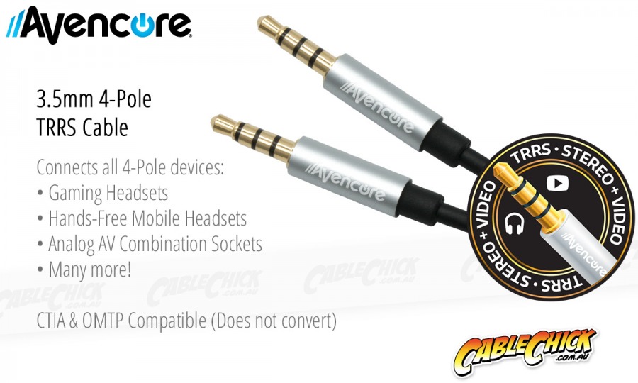 1m Avencore Crystal Series 4-Pole TRRS 3.5mm Cable (Photo )