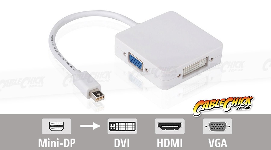 3-in-1 Mini-DisplayPort to VGA / DVI / HDMI Cable Adaptor - Thunderbolt Socket Compatible (Photo )