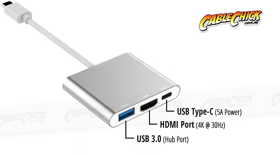 3-Port USB 3.1 Type-C to HDMI + USB Type-A/C Hub & Video Adapter (Photo )