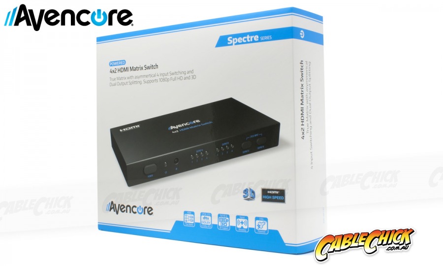 Avencore HDMI 4x2 True Matrix Switch & Splitter with Remote (Supports 3D+1080p@60Hz) (Photo )