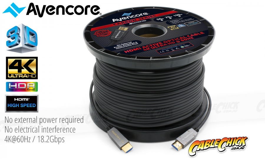 Avencore Carbon Series 100m HDMI Active Optical Cable (Supports Ultra HD 4K@60Hz) (Photo )