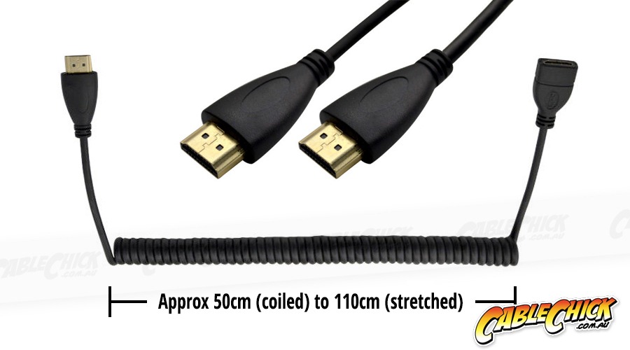 2m Coiled HDMI Cable (Effective length from 50-110cm) (Photo )