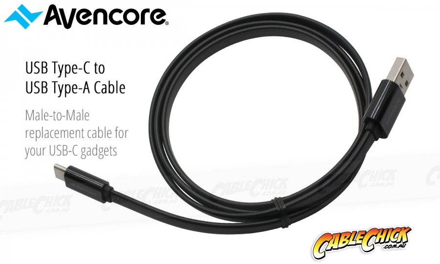 Avencore 1m SuperSpeed USB Type-C to Type-A Cable (Black) (Photo )