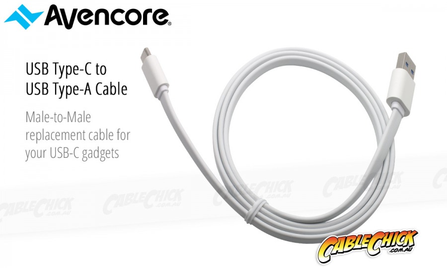 Avencore 1m SuperSpeed USB Type-C to Type-A Cable (White) (Photo )