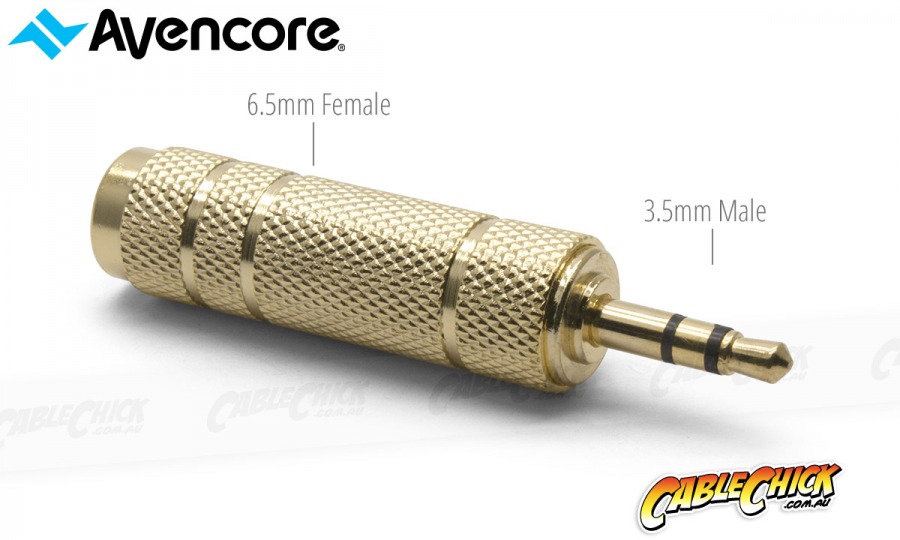 Avencore 6.5mm (Female) to 3.5mm (Male) Stereo Audio Adaptor (Photo )