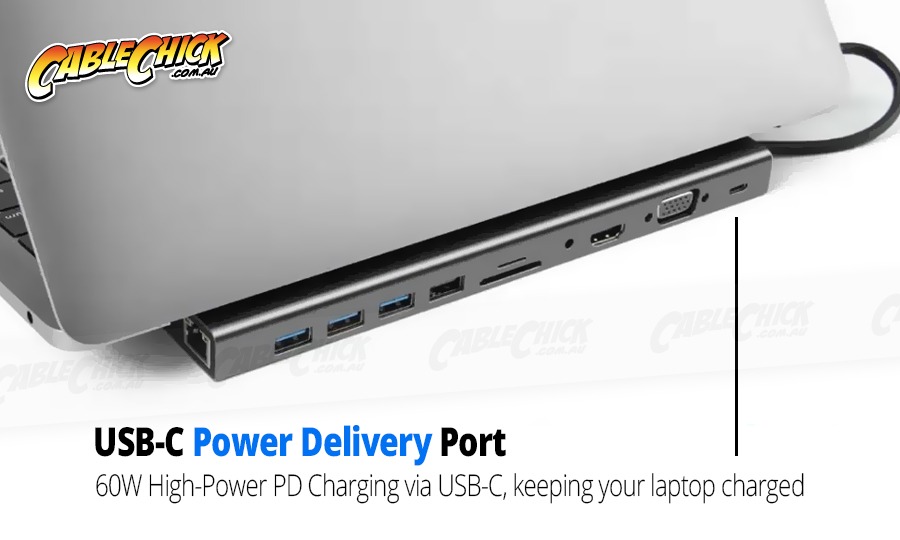 11-in-1 USB-C Docking Station with 60W Power Delivery, 4K HDMI, VGA, Ethernet & more (PC or Mac) (Photo )