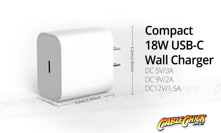 Single Socket 18W PD USB-C Wall Charger (5V/3A) (Photo )
