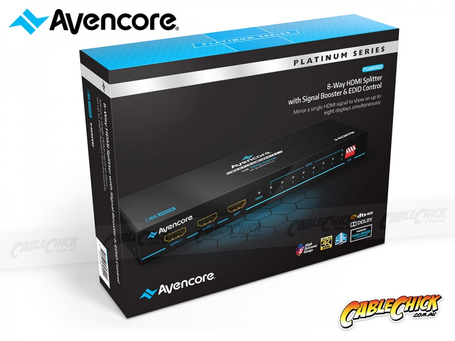 Avencore Platinum 8-Way Ultra HD 4K/60Hz HDMI Splitter (1x8 HDMI 2.0 Splitter) (Photo )
