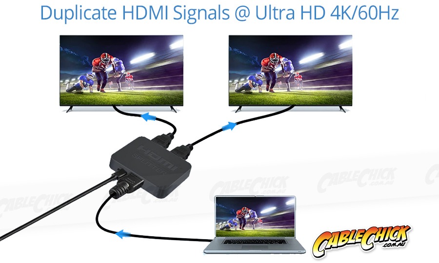 Passive 2-Way HDMI 2.0 Splitter (UltraHD 4K @ 60Hz) (Photo )