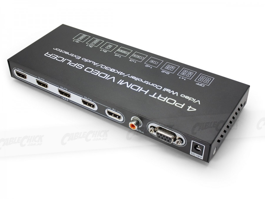 4K HDMI Video Wall Controller with Remote (Video Splice 2x2, 3x1, 4x1) (Photo )