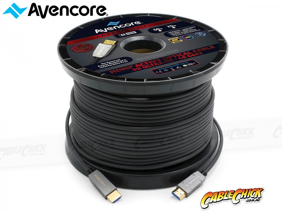 Avencore Carbon Series 70m Active Optical HDMI 2.1 Cable (48Gbps Ultra High Speed 8K@60Hz) (Photo )