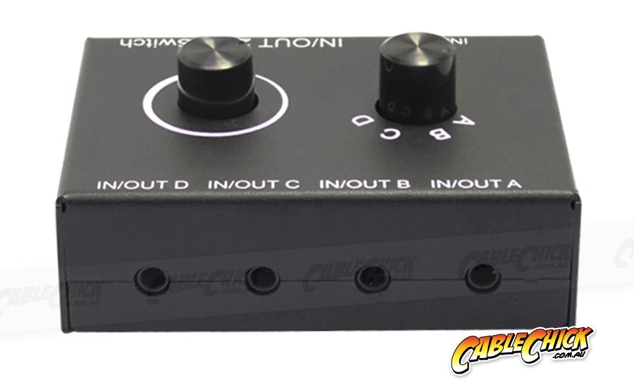 Bi-Directional 4x2 Way 3.5mm Stereo Audio Switch with Volume Control  (4x2 or 2x4 Switching) (Photo )