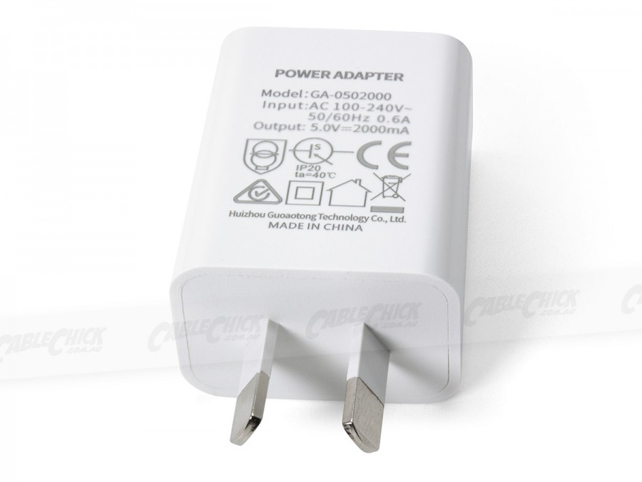 Single Socket USB Wall Charger (5V/2A - White) (Photo )