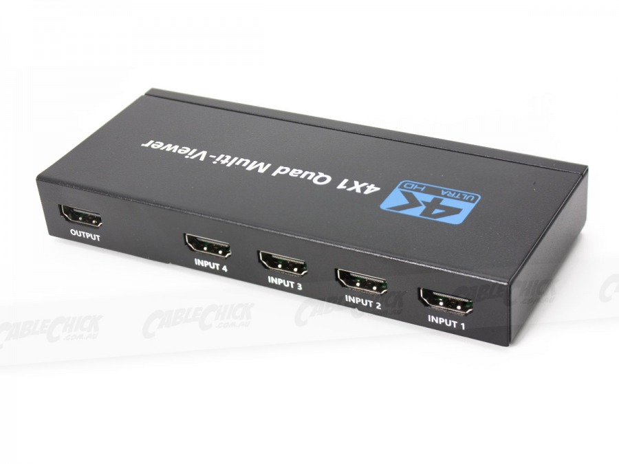 4-Port HDMI Quad Multi-Viewer with Seamless Switching (4x1 HDMI Switch,  1080p In, 4K/30Hz Out)