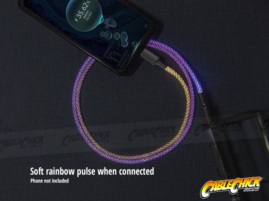 1m Multi-Colour LED USB-C 100W Fast Charging Cable (USB-C Male to Male) (Photo )