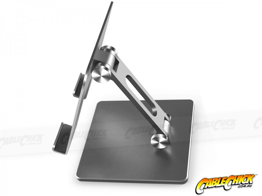 Compact Double-Hinged Aluminium Tablet Stand - Gunmetal Grey (for Tablets & Large Phones) (Photo )