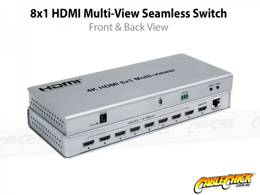 8-Port HDMI Multi-Viewer with Seamless Switching (8x1 HDMI Switch, 1080p  In, 4K/30Hz Out)