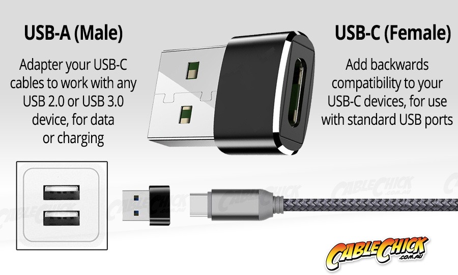 Premium Aluminium USB Type-C (Female) to Type-A (Male) Adapter - SILVER (Photo )