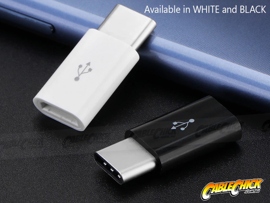 USB-C to Micro-USB Adapter - Male to Female (White) (Photo )