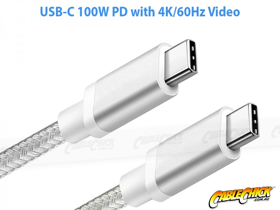 1.8m USB-C Cable (USB 3.2 Gen1 - 5Gbps, 100W PD, 4K/60Hz) - WHITE (Photo )