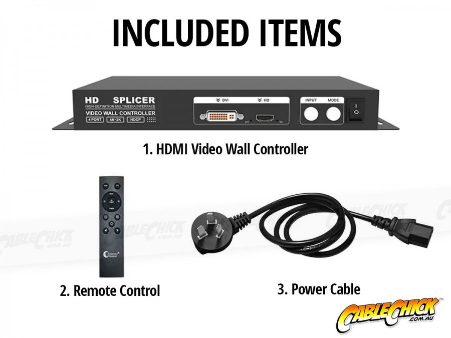 2x2 Screen HDMI 4K Video Wall Controller with Remote (Video Splice 2x2, 1x3, 4x1) (Photo )