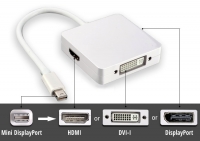 3-in-1 Mini-DisplayPort to HDMI / DVI / DisplayPort Cable Adaptor - Thunderbolt Socket Compatible (Thumbnail )