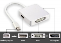 3-in-1 Mini-DisplayPort to HDMI / DVI / DisplayPort Cable Adaptor - Thunderbolt 2 Socket Compatible (Thumbnail )