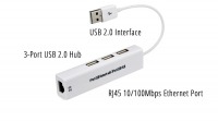 3-Port USB 2.0 Hub + 10/100 Ethernet Network Adapter (Thumbnail )