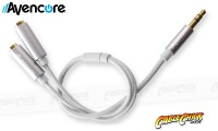 Avencore 20cm Aluminium 3.5mm Stereo Audio Splitter Cable (Male to 2x Female) (Thumbnail )