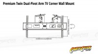 Premium Corner TV Wall Mount with Twin Dual-Pivot Arms (60Kg) (Thumbnail )