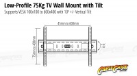 TV Wall Mount Bracket with Tilt - 40Kg (VESA 100-600) (Thumbnail )