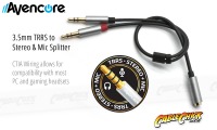 Avencore 4-Pole TRRS to 3.5mm Stereo & Mic Splitter Cable (Female to 2x Male) (Thumbnail )