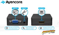 Avencore VGA + 3.5mm Stereo Audio to HDMI Converter (Thumbnail )