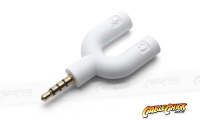 4-Pole TRRS to 3.5mm Stereo & Mic Adapter (Male to 2x Female) - White (Thumbnail )