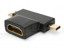 HDMI to Mini-HDMI Male & Micro-HDMI T-Shaped Adapter (Thumbnail )