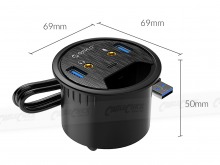 60mm Desk Grommet USB Hub (USB-C + USB 3.0, Stereo Audio & Mic) (Thumbnail )