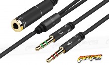 4-Pole TRRS to 3.5mm Stereo & Mic Splitter Cable (Female to 2x Male) (Thumbnail )