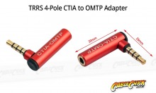 Right-Angle 3.5mm 4-Pole TRRS Standards Bi-Directional Adapter (CTIA to OMTP) (Thumbnail )