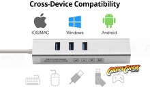 Super-Speed 3-Port USB 3.0 Hub + Gigabit Ethernet Network Adapter (Thumbnail )