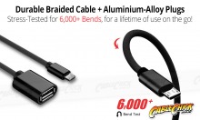 Premium Aluminium 10cm Micro-USB OTG Cable (USB 2.0 On-The-Go Cable) (Thumbnail )