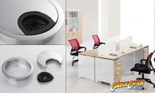 Premium Brushed Steel Finish Desk Grommet (60mm Zinc-Alloy) (Thumbnail )